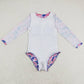 Baby Girls Swimsuits Pavilion Flowers Long Sleeve One Piece Swimsuits S0376