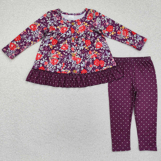 Baby Girls Clothes Purple Flowers Pockets Tunic Legging Outfits GLP1850