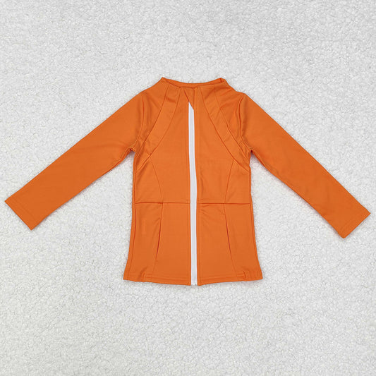 Baby Girls Clothes Tops Orange Zip Pocket Yoga Active Wear Jackets GT0825