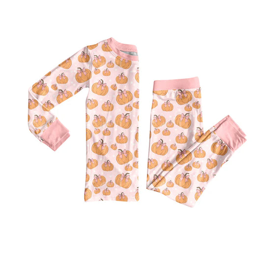Preorder (moq 5)Baby Girls Long Sleeves Light Pink Pumpkins Top Pant Pajamas Set 5.27