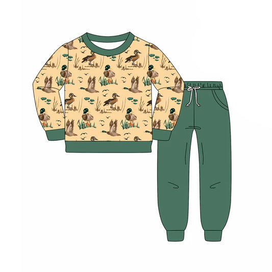 Preorder(moq 5) Baby Boys Ducks Shirts Top Pockets Legging Pants Western Set 8.15