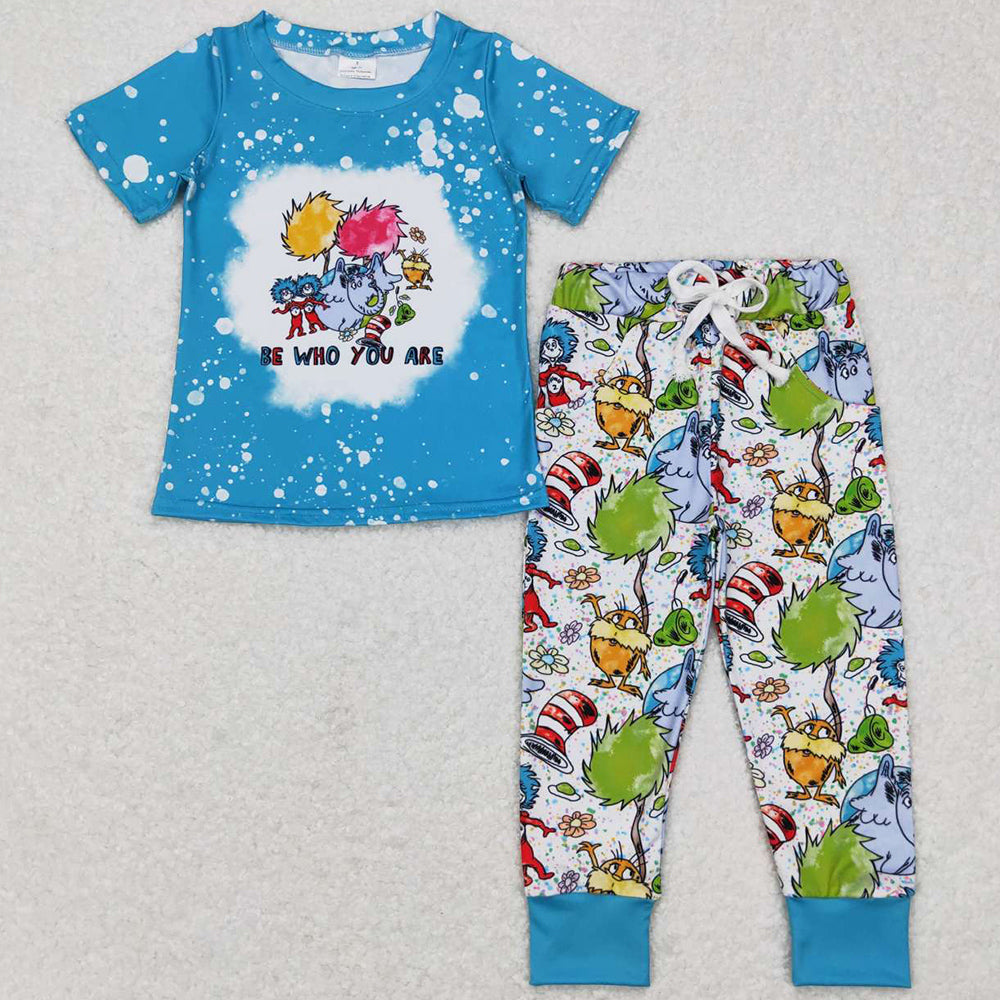 Cartoon Print Baby Kids Clothes Short Sleeve Pants Sets BSPO0175