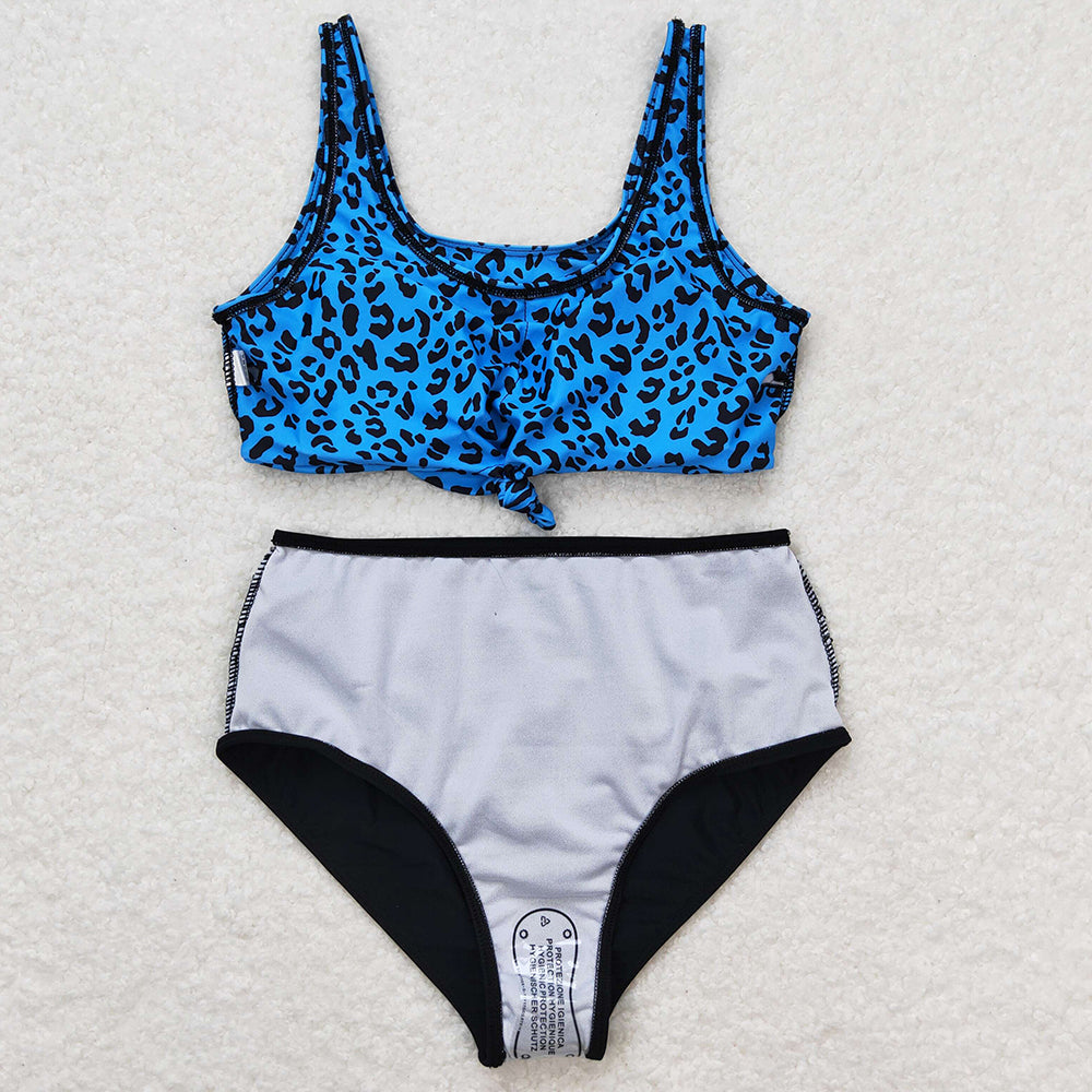 Adult Women Swimsuits Green Leopard Top Bottom Swimsuits Sets S0290