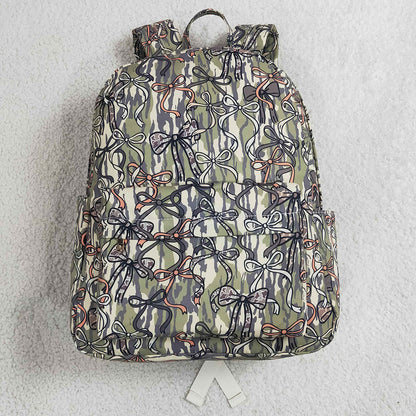 Baby Kids Backpacks Southern Olive Camo Bows School Back Bags BA0394