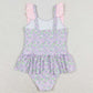 Baby Girls Swimsuits Summer Lavender Flowers One Piece Swimsuits S0331