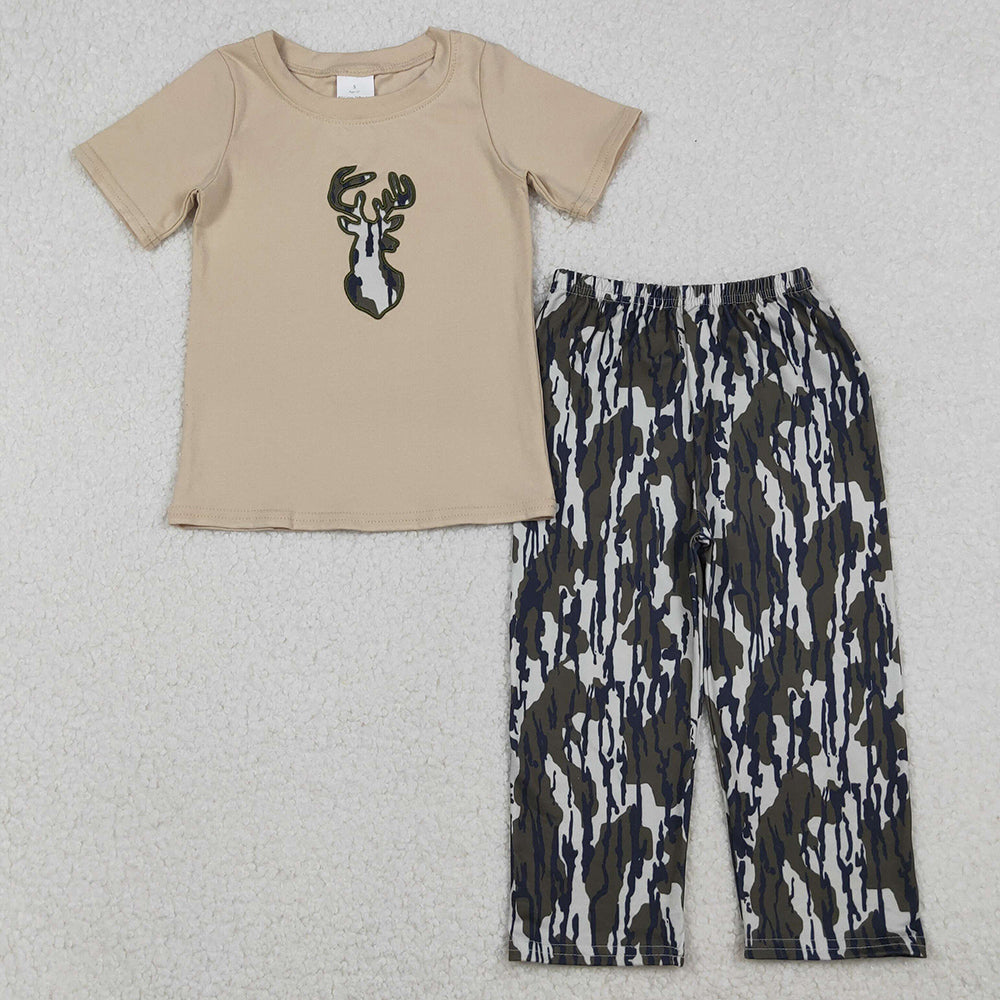 Baby Boys Clothes Embroidery Camo Deer Top Flare Pant Hunting Set BSPO0582 10.21