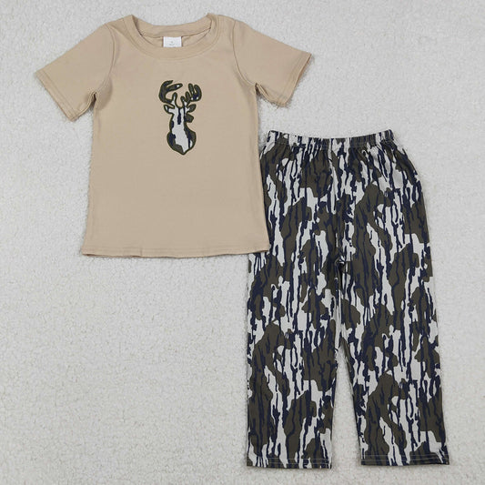 Baby Boys Clothes Embroidery Camo Deer Top Flare Pant Hunting Set BSPO0582 10.21