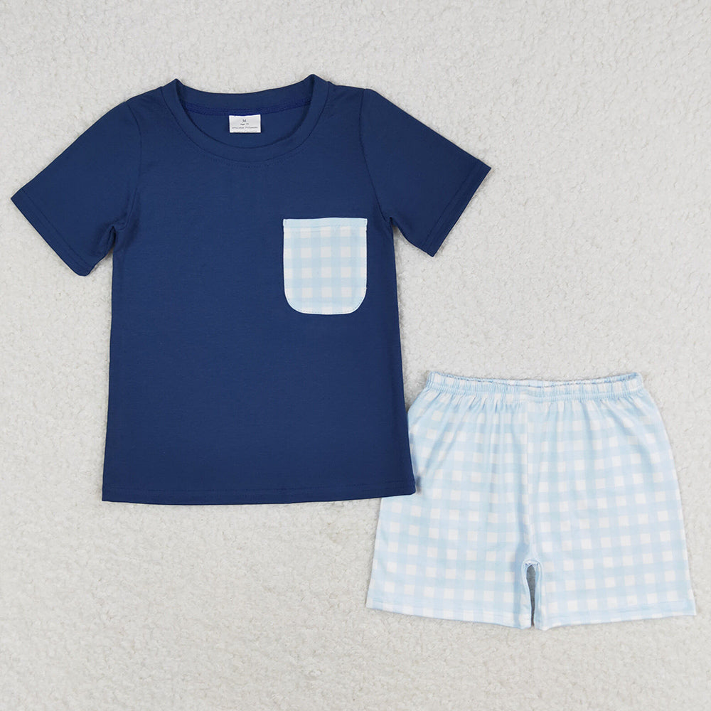 Baby Boys Clothes Blue Pocket Shirt Shorts Summer Sets BSSO0992