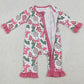 Baby Girls Rompers Candy Cane Trees Christmas Ruffle Zipper Footie Rompers LR2486 10.13