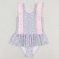 Baby Girls Swimsuits Summer Lavender Flowers One Piece Swimsuits S0331