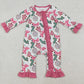 Baby Girls Rompers Candy Cane Trees Christmas Ruffle Zipper Footie Rompers LR2486 10.13