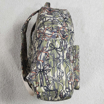 Baby Kids Backpacks Southern Olive Camo Bows School Back Bags BA0394