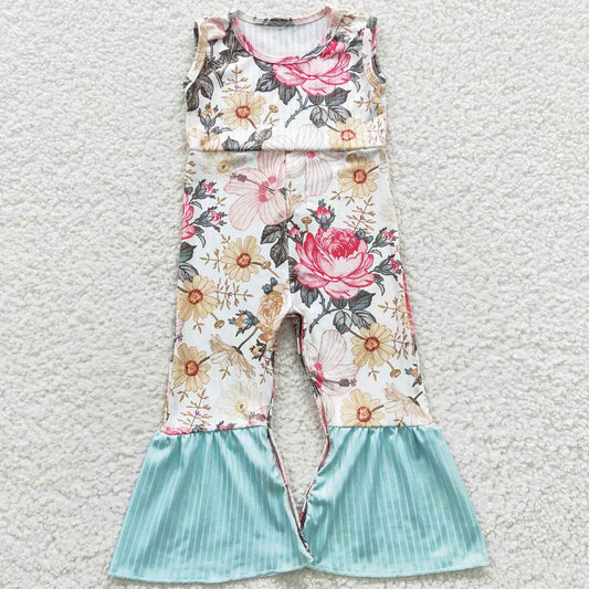 Baby Girls Jumpsuit Flowers Bell Bottom Jumpsuits Romper SR0368