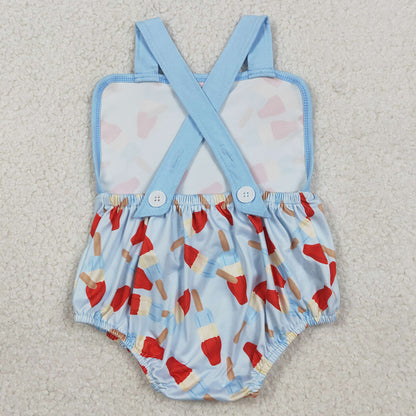 Baby Boys Rompers Strap Red Blue Popsicle 4th of July Rompers SR3923