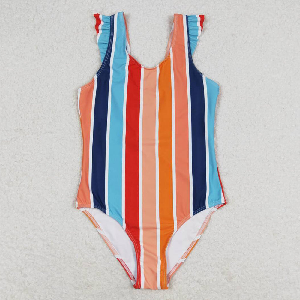 Baby Girls Swimsuits Summer Stripes Sleeveless One Piece Swimsuits S0341