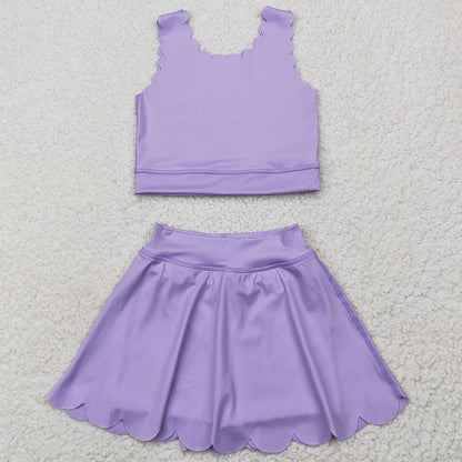 Baby Girls Clothes Lavender Yoga Vest Skirt Active Wear Clothes Sets GSD2095 5.26