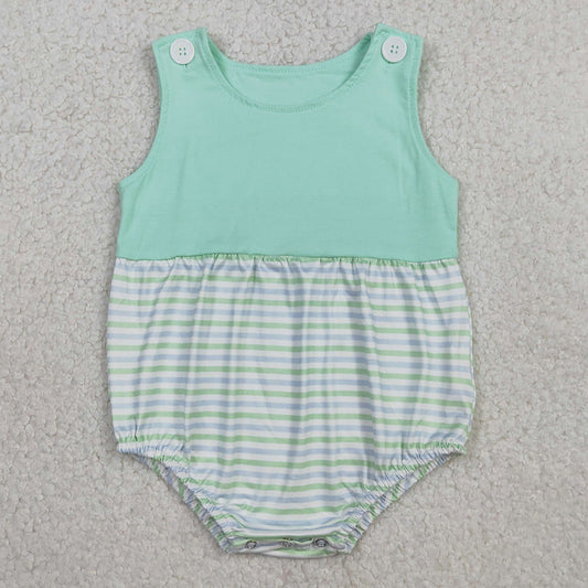 Baby Boys Rompers Sleeveless Green Stripe Rompers SR3894