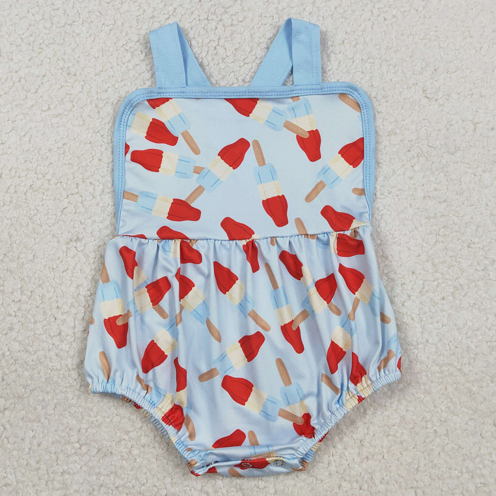 Baby Boys Rompers Strap Red Blue Popsicle 4th of July Rompers SR3923