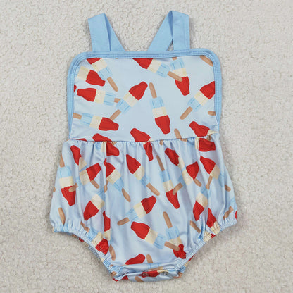 Baby Boys Rompers Strap Red Blue Popsicle 4th of July Rompers SR3923