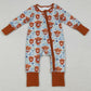 Baby Girls Rompers Highland Cows Flowers Western Two Way Zip Convertible Rompers LR1787