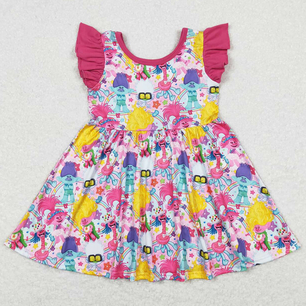 Cartoon Print Baby Girls Dress Summer Knee Length Dresses GSD0943