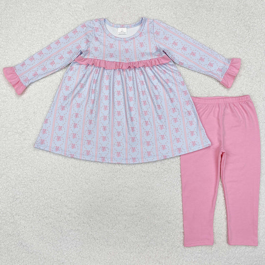 Baby Girls Clothes Pink Flowers Tunic Top Legging Clothes Sets GLP2145