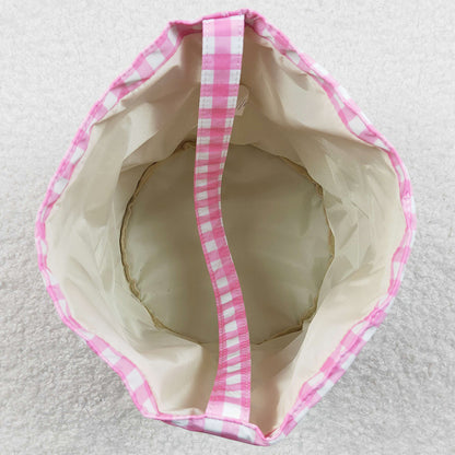 Baby Girls Bags Easter Pink Checkered Bunny Basket Bags BA0160