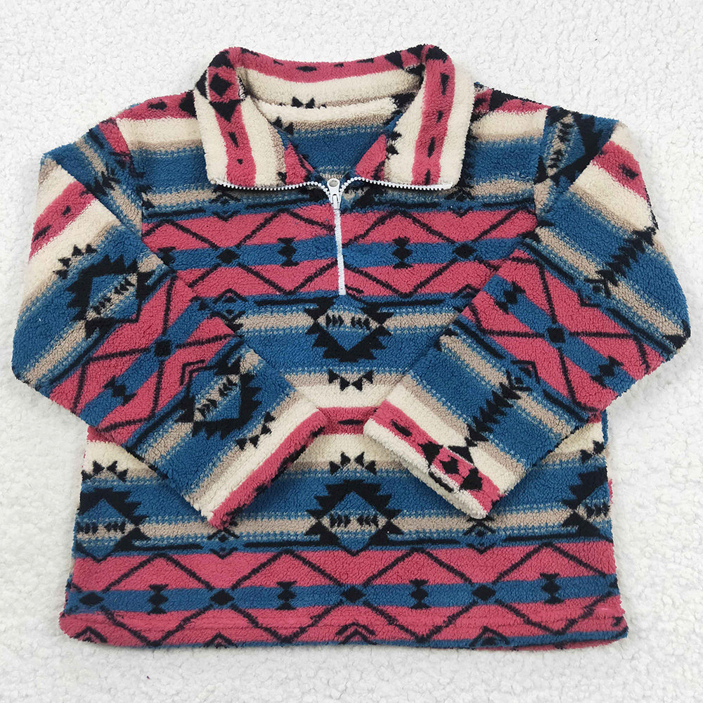 Boutique Baby Kids Clothes Coat Aztec Western Thick Zip Pullovers Tops BT0353