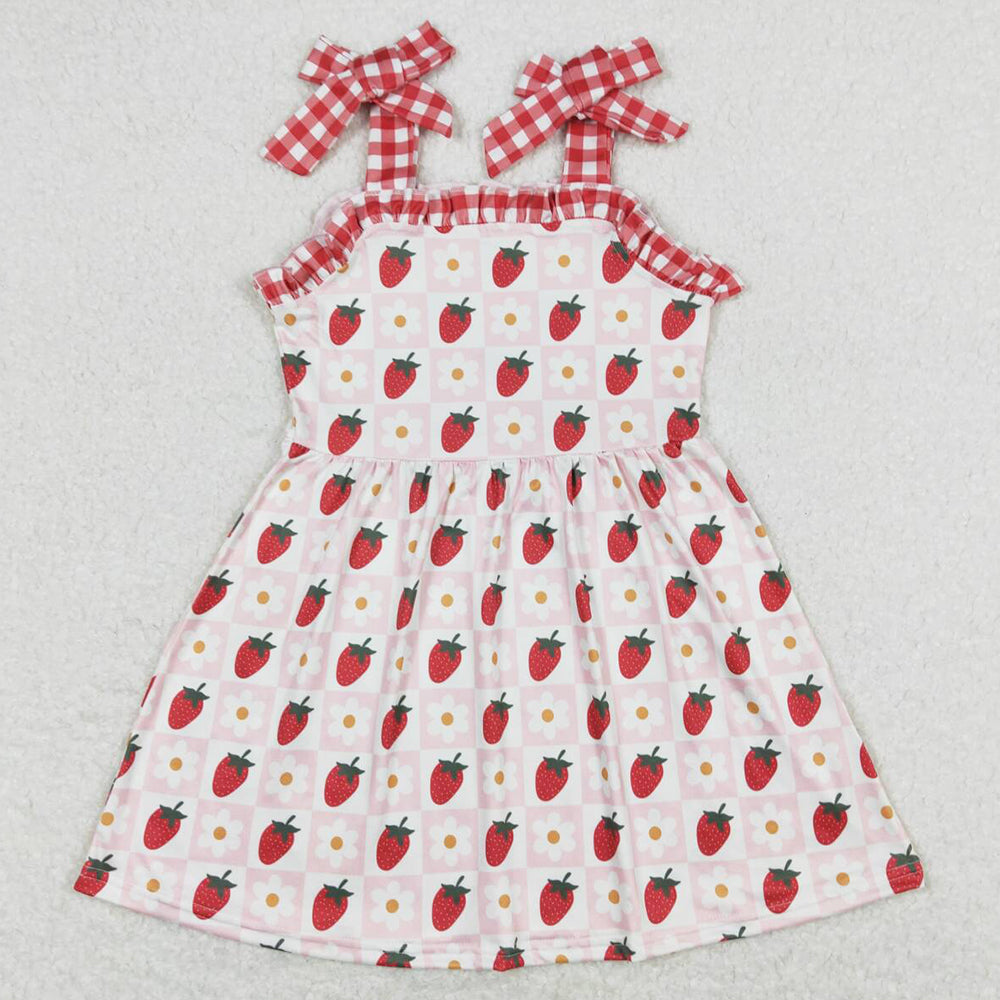 Baby Girls Dress Strawberry Straps Summer Knee Length Dresses GSD0806