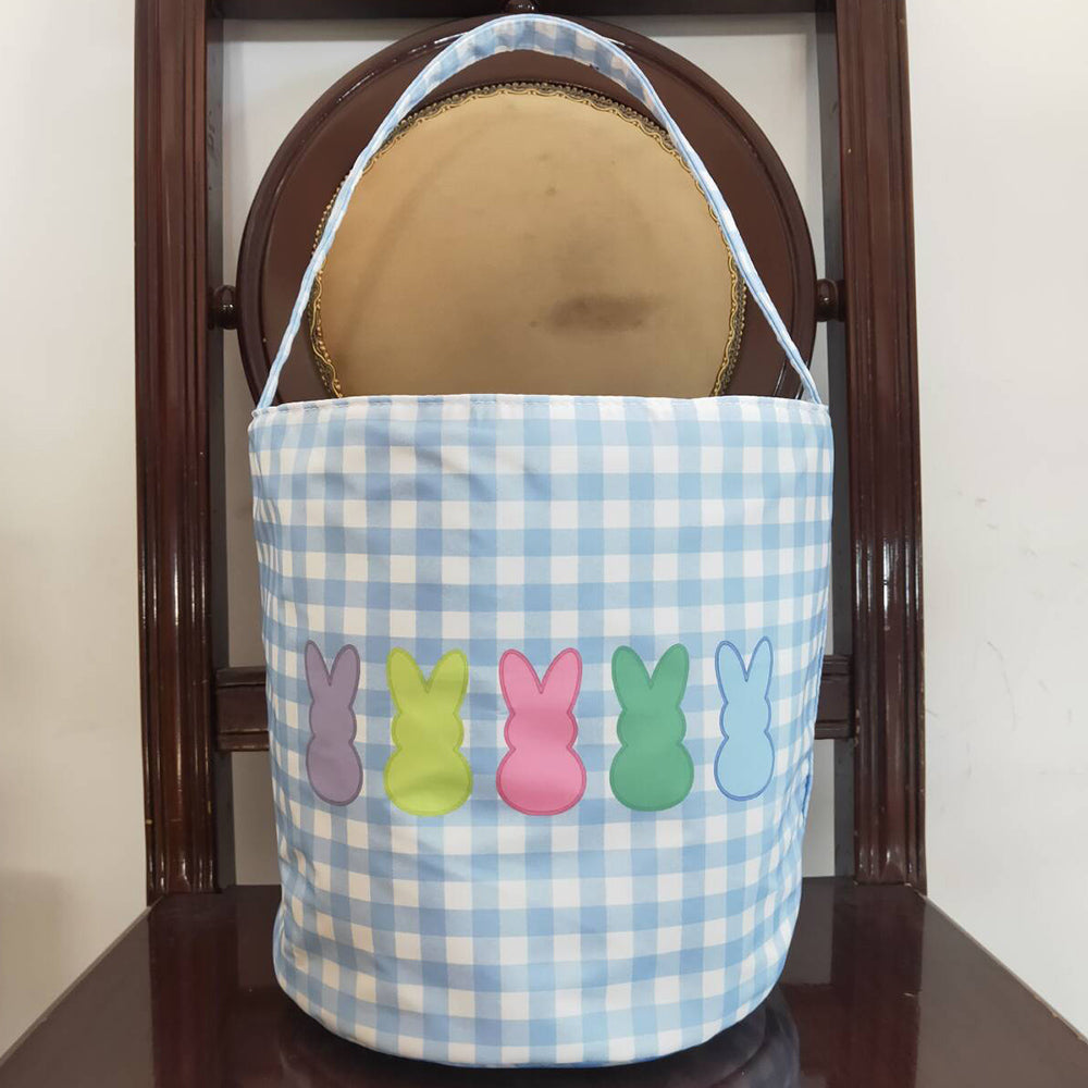 Baby Kids Bags Easter Blue Checkered Bunny Basket Bags BA0161