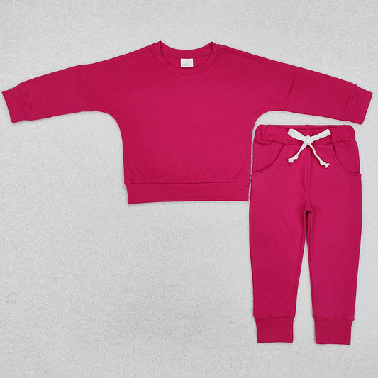 Baby Girls Clothes Dark Pink Shirt Pants Sports Clothes Sets GLP2248