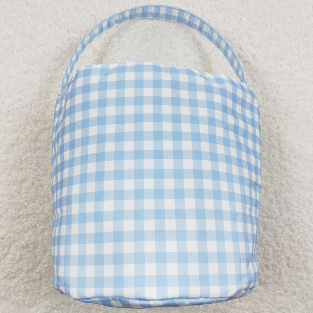 Baby Kids Bags Easter Blue Checkered Bunny Basket Bags BA0161