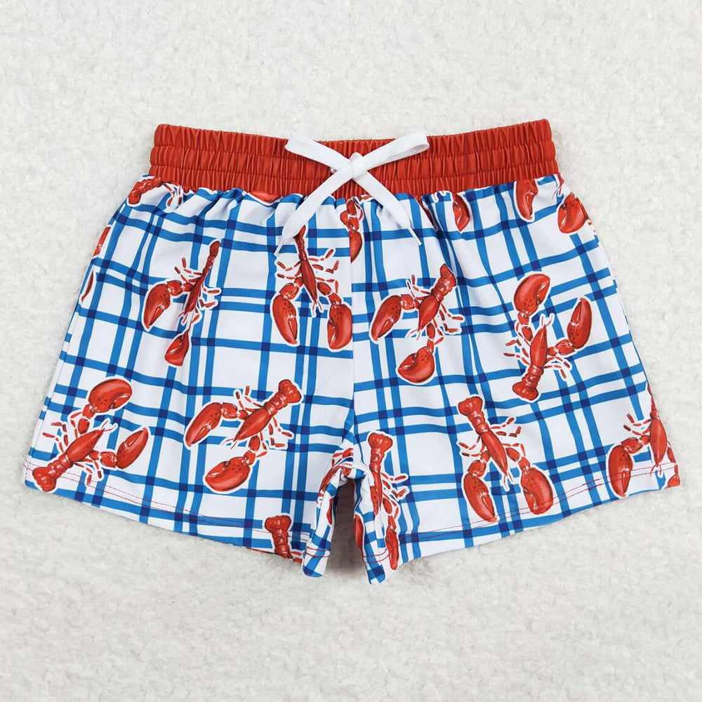 Baby Boys Trunks Summer Crawfish Plaid Swim Trunks Swimsuits Swimwear S0364