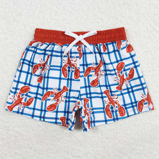 Baby Boys Trunks Summer Crawfish Plaid Swim Trunks Swimsuits Swimwear S0364