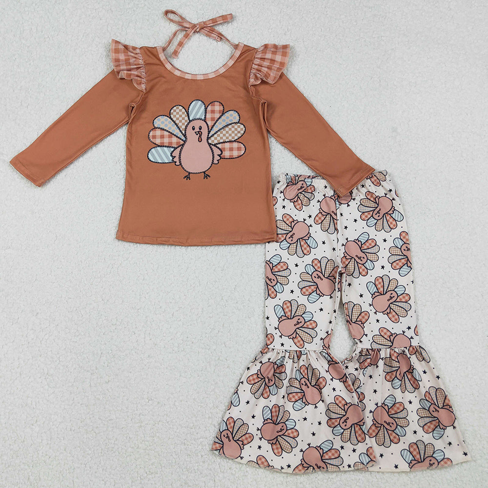 Baby Girls Clothes Turkey Top Bell Bottom Pants Thanksgiving Clothes Sets GLP2605 10.3