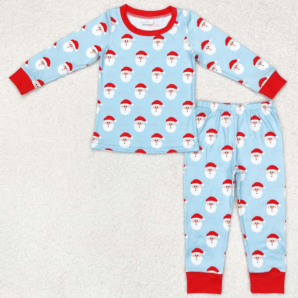 Baby Boys Pajamas Christmas Blue Red Santa Shirt Top Pants Pajamas Sets BLP0523