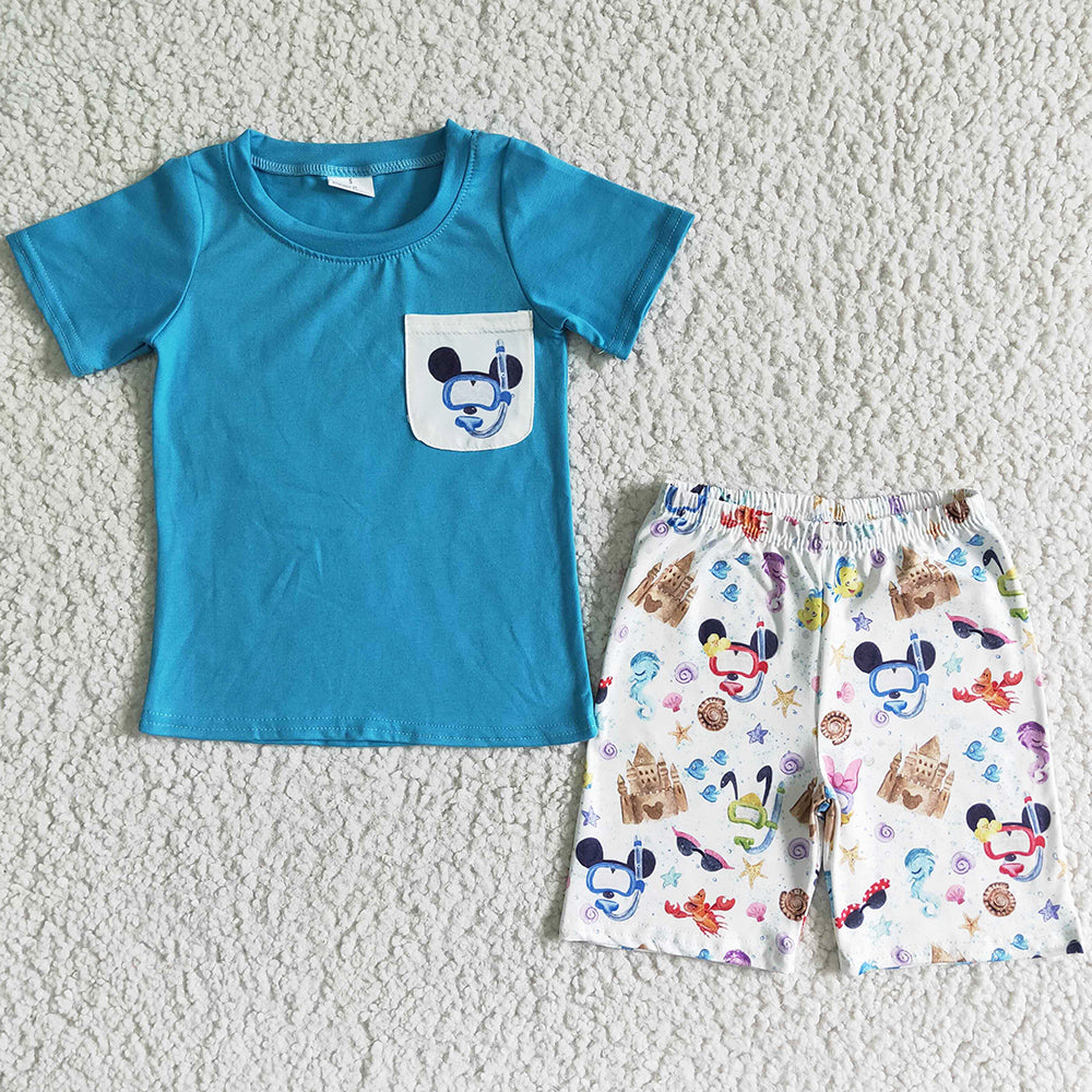 Baby Boy Clothes Cartoon Print Summer Boutique Boys Clothing Outfits BSSO0038