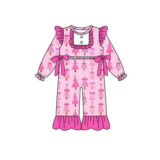 Preorder(moq 5)Baby Girls Christmas Pink Trees Bows Rompers 8.12