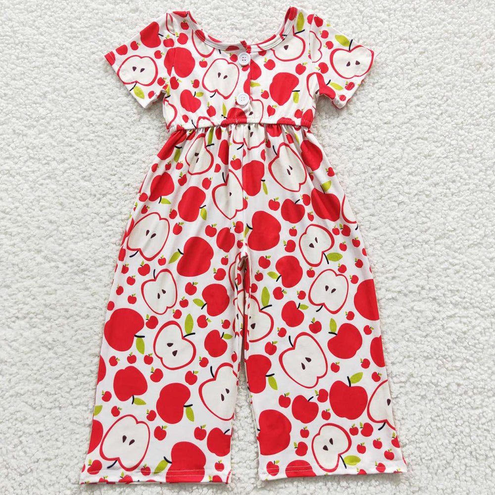 Back To School Girls Jumpsuits Apple Print Boutique Clothing SR0393