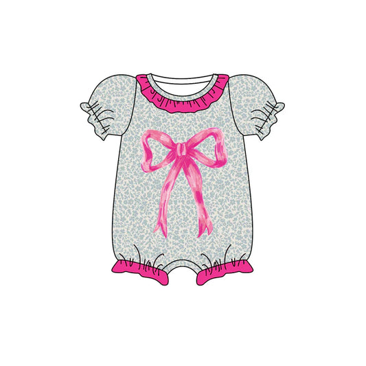 Preorder (moq 8)Baby Girls Floral Pink Bows Ruffle Rompers 10.1