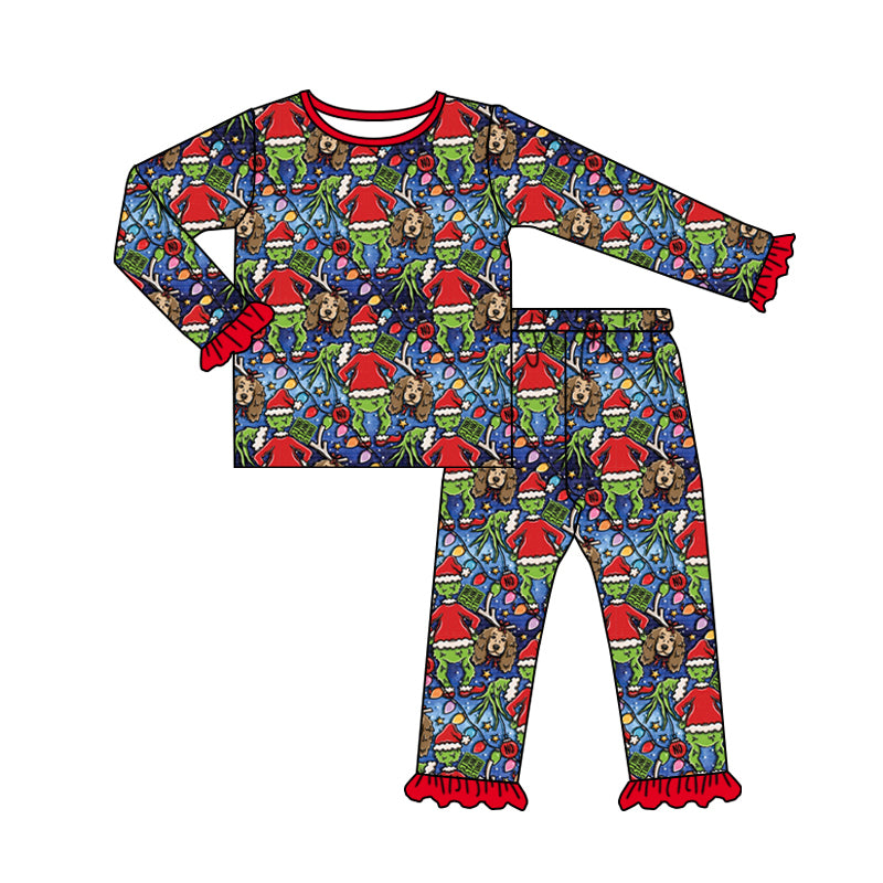 Boutique Baby Girls Pajamas Christmas Kids Sleepwear Sets Preorder Moq 5