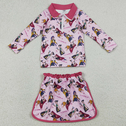 Baby Girls Clothes Pink Demon Hunter Zipper Pullovers Skirt Shorts Yoga Active Clothes Sets GLD1500 1.5