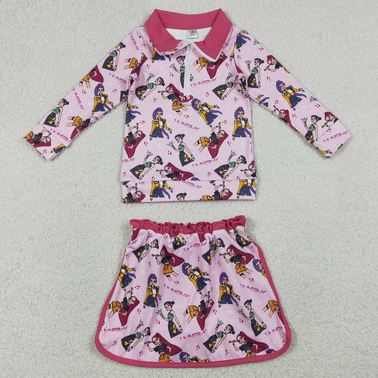 Baby Girls Clothes Pink Demon Hunter Zipper Pullovers Skirt Shorts Yoga Active Clothes Sets GLD1500 1.5
