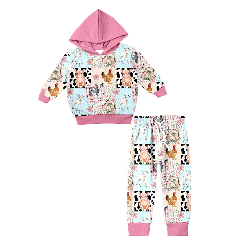 Boutique Baby Girls Clothes Chicken Hoodies Top Pants Sets Preorder Moq 5