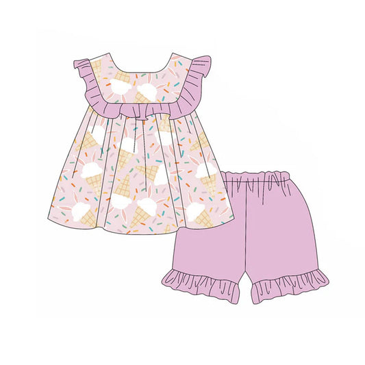 Preorder(moq 5) Baby Girls Rabbits Sprinkles Tunic Ruffle Shorts Easter Clothes Sets 11.18
