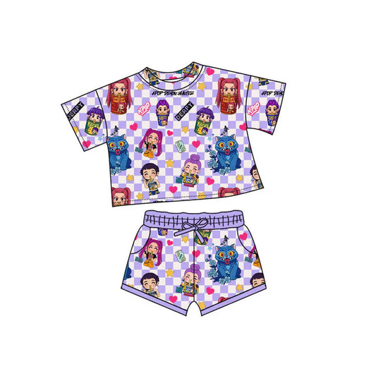 Preorder(moq 5) Baby Girls Cartoon Girls Hearts Top Pockets Shorts Clothes Sets 10.10
