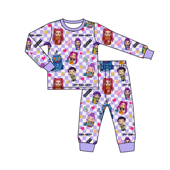 Preorder(moq 5) Baby Girls Cartoon Girls Hearts Top Pants Pajamas Sets 10.10