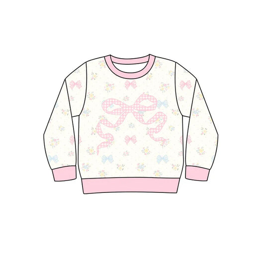 Preorder(moq 5) Baby Girls Pink Bows Flowers Tee Shirts Top 10.24