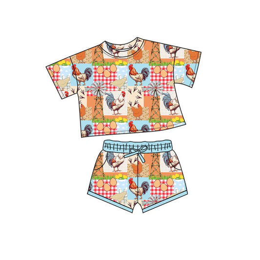 Preorder(moq 5) Baby Girls Farm Top Pockets Shorts Clothes Sets 10.15