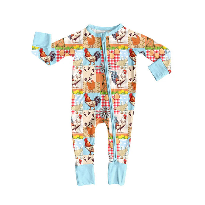 Preorder (moq 5)Baby Girls Farm Zipper Footie Rompers 10.15
